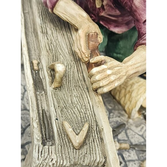 Vintage Artisan Figurine Of Worker With Bench & Tools Signed Antonio Costa - Picture 12 of 16